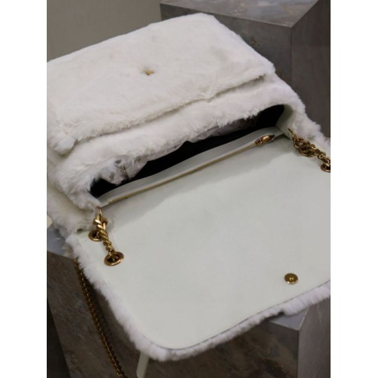 Replica YSL Saint Laurent Niki Oversized Shoulder Bag in White Shearling
