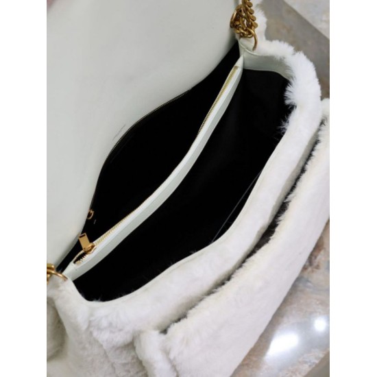 Replica YSL Saint Laurent Niki Oversized Shoulder Bag in White Shearling