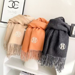 Special Grade Replica Hermès Classical Unisex Cashmere Scarf 70x200 Orange Clone Sale