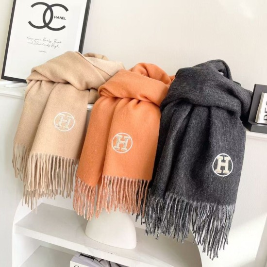 Special Grade Replica Hermès Classical Unisex Cashmere Scarf 70x200 Orange Clone Sale