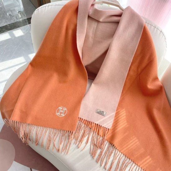 Special Grade Replica Hermès Classical Unisex Cashmere Scarf 70x200 Orange Clone Sale
