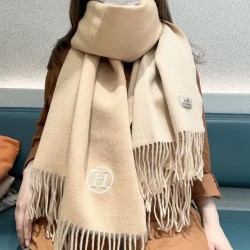 Special Grade Replica Hermès Classical Unisex Cashmere Scarf 70x200 Apricot Clone Sale