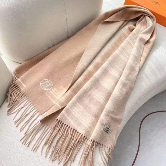 Special Grade Replica Hermès Classical Unisex Cashmere Scarf 70x200 Apricot Clone Sale