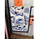 Special Grade Replica Hermes Double-sided same color cashmere scarf 65x185 Blue Clone Sale