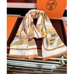 Special Grade Replica Hermes Double-sided same color cashmere scarf 65x185 Orange Clone Sale