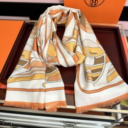 Special Grade Replica Hermes Double-sided same color cashmere scarf 65x185 Orange Clone Sale