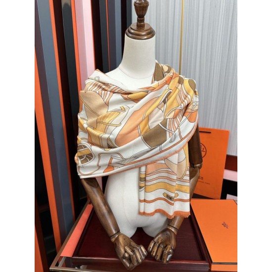 Special Grade Replica Hermes Double-sided same color cashmere scarf 65x185 Orange Clone Sale