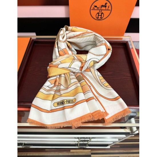 Special Grade Replica Hermes Double-sided same color cashmere scarf 65x185 Orange Clone Sale