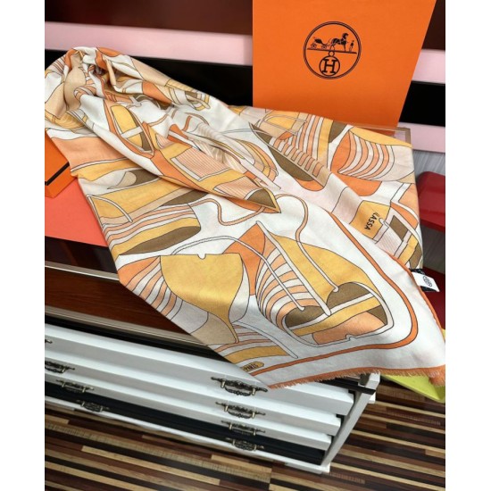 Special Grade Replica Hermes Double-sided same color cashmere scarf 65x185 Orange Clone Sale