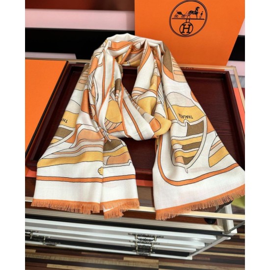 Special Grade Replica Hermes Double-sided same color cashmere scarf 65x185 Orange Clone Sale