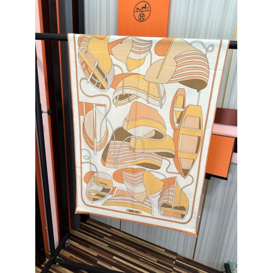 Special Grade Replica Hermes Double-sided same color cashmere scarf 65x185 Orange Clone Sale