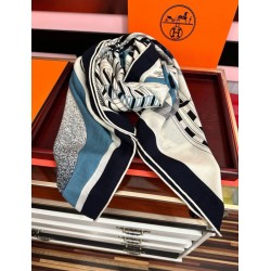 Special Grade Replica Hermes ondsdemarch cashmere silk handkerchief 140 Black Clone Sale