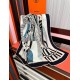 Special Grade Replica Hermes ondsdemarch cashmere silk handkerchief 140 Black Clone Sale