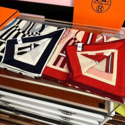 Special Grade Replica Hermes ondsdemarch cashmere silk handkerchief 140 Red Clone Sale
