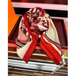 Special Grade Replica Hermes ondsdemarch cashmere silk handkerchief 140 Red Clone Sale