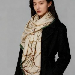 Special Grade Replica Hermès reversible cashmere scarf with a leaping horse design 140 Green Clone Sale