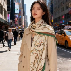 Special Grade Replica Hermès reversible cashmere scarf with a leaping horse design 140 Green Clone Sale