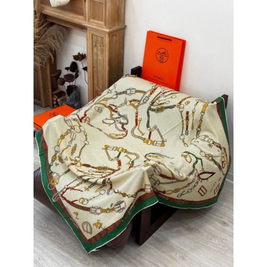 Special Grade Replica Hermès reversible cashmere scarf with a leaping horse design 140 Green Clone Sale