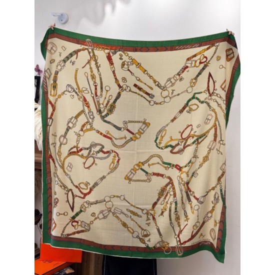 Special Grade Replica Hermès reversible cashmere scarf with a leaping horse design 140 Green Clone Sale