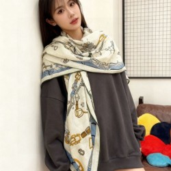 Special Grade Replica Hermès reversible cashmere scarf with a leaping horse design 140 Blue Clone Sale