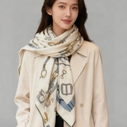 Special Grade Replica Hermès reversible cashmere scarf with a leaping horse design 140 Blue Clone Sale