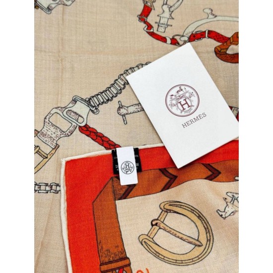 Special Grade Replica Hermès reversible cashmere scarf with a leaping horse design 140 Organge Clone Sale
