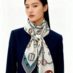 Special Grade Replica Hermès reversible cashmere scarf with a leaping horse design 140 Gray Clone Sale