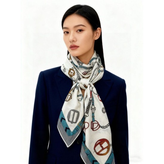 Special Grade Replica Hermès reversible cashmere scarf with a leaping horse design 140 Gray Clone Sale