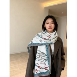 Special Grade Replica Hermès reversible cashmere scarf with a leaping horse design 140 Gray Clone Sale