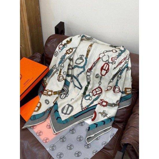 Special Grade Replica Hermès reversible cashmere scarf with a leaping horse design 140 Gray Clone Sale
