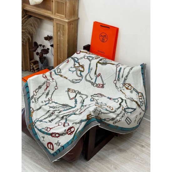 Special Grade Replica Hermès reversible cashmere scarf with a leaping horse design 140 Gray Clone Sale