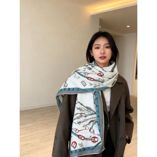 Special Grade Replica Hermès reversible cashmere scarf with a leaping horse design 140 Gray Clone Sale