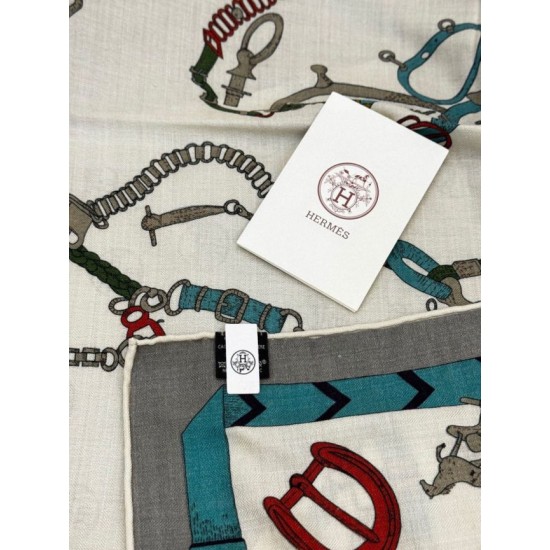 Special Grade Replica Hermès reversible cashmere scarf with a leaping horse design 140 Gray Clone Sale