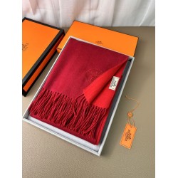 Special Grade Replica Hermes Classic Reversible Two-Tone Cashmere Shawl 70 x 200 Red Clone Sale
