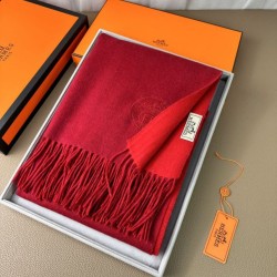 Special Grade Replica Hermes Classic Reversible Two-Tone Cashmere Shawl 70 x 200 Red Clone Sale