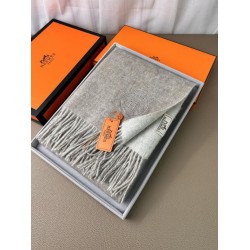 Special Grade Replica Hermes Classic Reversible Two-Tone Cashmere Shawl 70 x 200 Gray Clone Sale