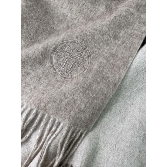 Special Grade Replica Hermes Classic Reversible Two-Tone Cashmere Shawl 70 x 200 Gray Clone Sale