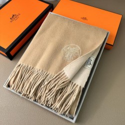 Special Grade Replica Hermes Classic Reversible Two-Tone Cashmere Shawl 70 x 200 Brown Clone Sale