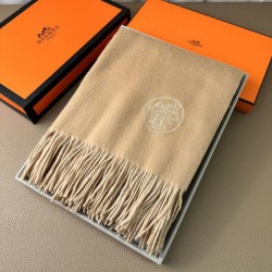 Special Grade Replica Hermes Classic Reversible Two-Tone Cashmere Shawl 70 x 200 Brown Clone Sale