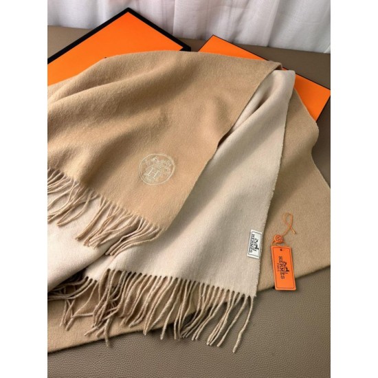 Special Grade Replica Hermes Classic Reversible Two-Tone Cashmere Shawl 70 x 200 Brown Clone Sale