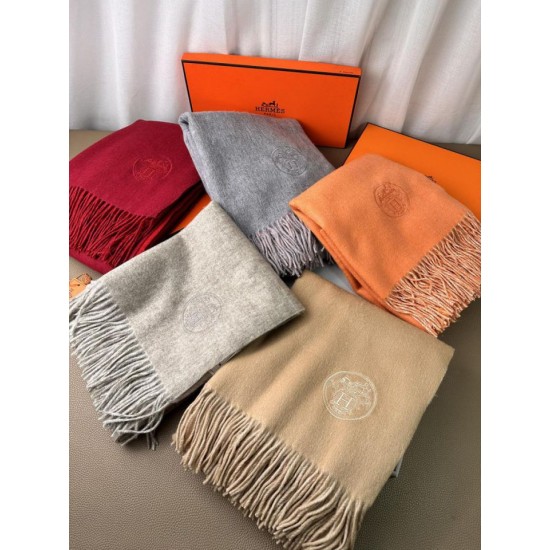 Special Grade Replica Hermes Classic Reversible Two-Tone Cashmere Shawl 70 x 200 Brown Clone Sale