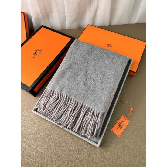 Special Grade Replica Hermes Classic Reversible Two-Tone Cashmere Shawl 70 x 200 Gray/Pink Clone Sale
