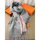Special Grade Replica Hermes Classic Reversible Two-Tone Cashmere Shawl 70 x 200 Gray/Pink Clone Sale