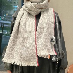 Special Grade Replica Hermes herringbone wool scarf 36x200cm Gray Clone Sale