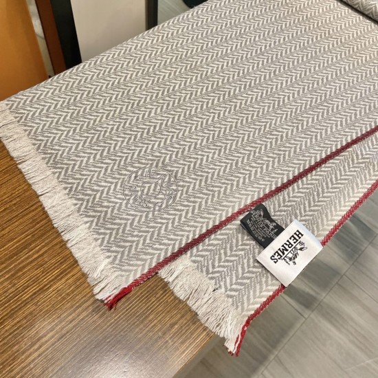 Special Grade Replica Hermes herringbone wool scarf 36x200cm Gray Clone Sale