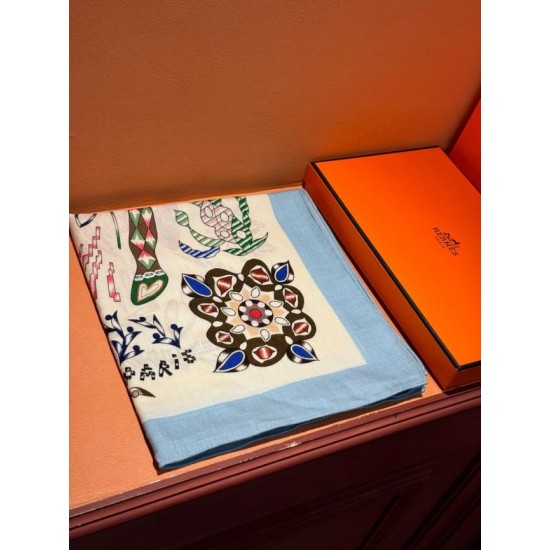 Special Grade Replica Hermès Reversible Color Velvet Square Scarf 140cm Blue Clone Sale