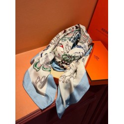 Special Grade Replica Hermès Reversible Color Velvet Square Scarf 140cm Blue Clone Sale