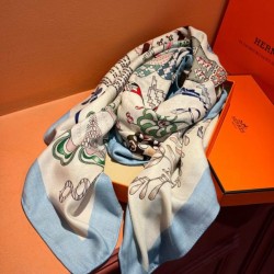 Special Grade Replica Hermès Reversible Color Velvet Square Scarf 140cm Blue Clone Sale
