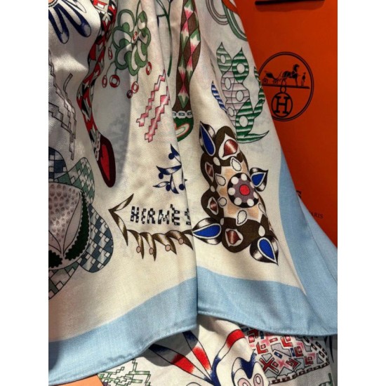 Special Grade Replica Hermès Reversible Color Velvet Square Scarf 140cm Blue Clone Sale