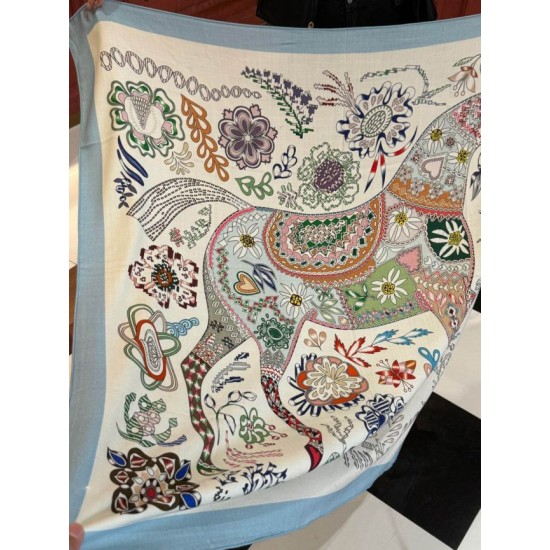 Special Grade Replica Hermès Reversible Color Velvet Square Scarf 140cm Blue Clone Sale